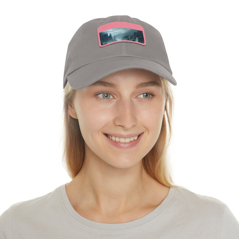 Mystic Horizon Baseball Cap in White with Light Brown Rectangle Patch