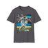 Charcoal cotton t-shirt with vibrant watercolor Messi-inspired Argentinian design