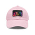 Neon watercolor dreams hat with light brown rectangle patch.