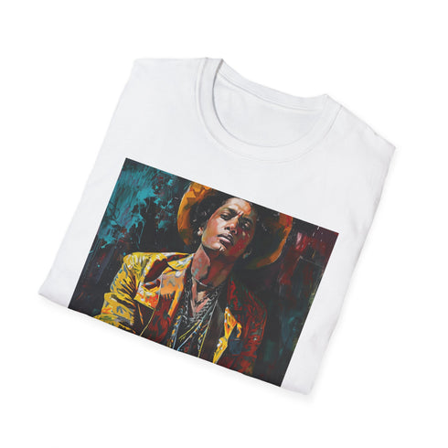 Rhythm and Soul Bruno Mars Portrait Charcoal T-Shirt.