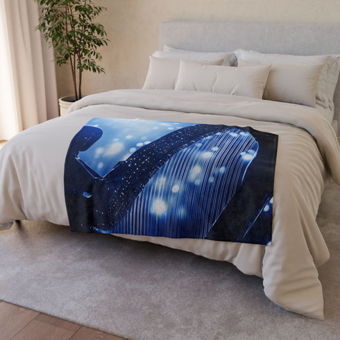 Robotic Harp Playing Stardust Music Plush Fleece Throw Blanket