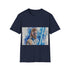Blue lightsaber graphic tee, cotton crew neck, perfect summer pick.