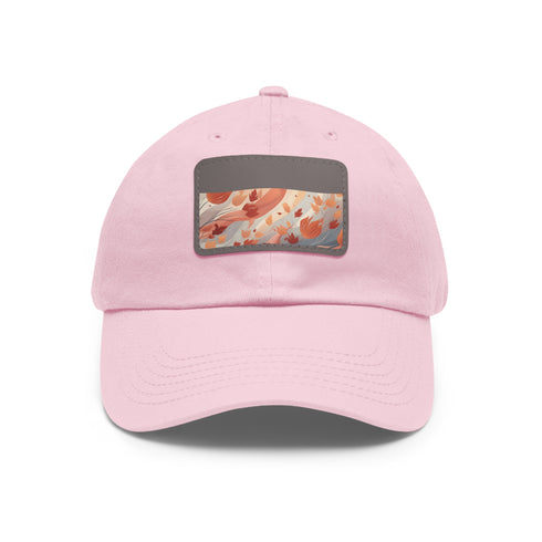 Autumn-themed unisex White/Light Brown leaf print baseball cap.