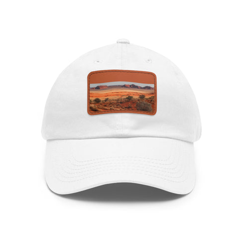 Desert landscape baseball cap with unique rock formations in white/light brown.