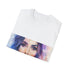Charcoal cotton crew neck T-shirt with eye-catching watercolor design
