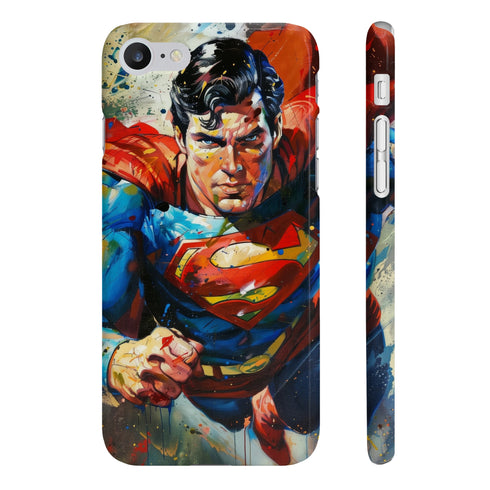 iPhone 7 Plus glossy phone case, inspired by Kryptonian strength.