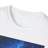 Charcoal cotton crew neck T-shirt with vibrant celestial Milky Way design
