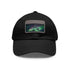 Northern Lights glow baseball cap in white with light brown patch.