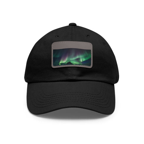 Northern Lights Glow Baseball Cap in White with Light Brown Patch