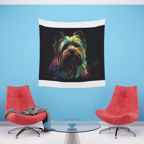 Yorkie Charm: A Pocketful of Personality Tapestry | Wall Tapestry | All Over Print, AOP, Decor, Halloween, Home & Living, Home Decor, Indoor, Spring Essentials, Sublimation, Tapestry | Prints with Passion