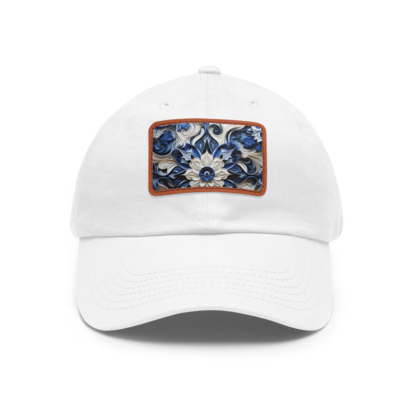 Midnight cerulean baseball cap with sleek porcelain texture and white patch.