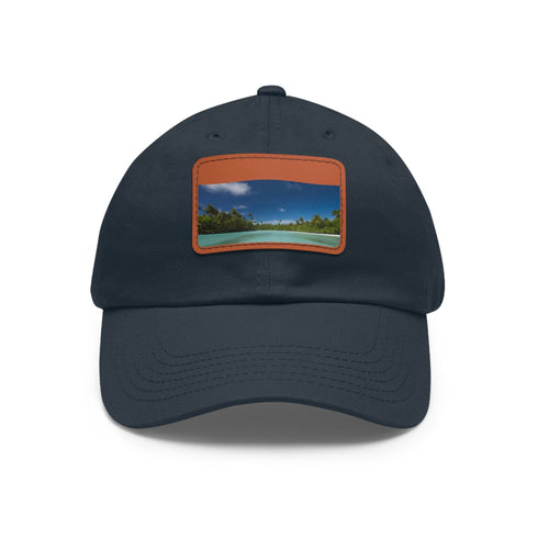 Aitutaki Paradise Cap in White with Light Brown Patch and Rectangle