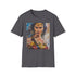 Charcoal cotton crew neck t-shirt with vibrant Wonder Woman portrait