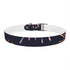Vibrant festive fireworks design on medium black onyx dog collar.
