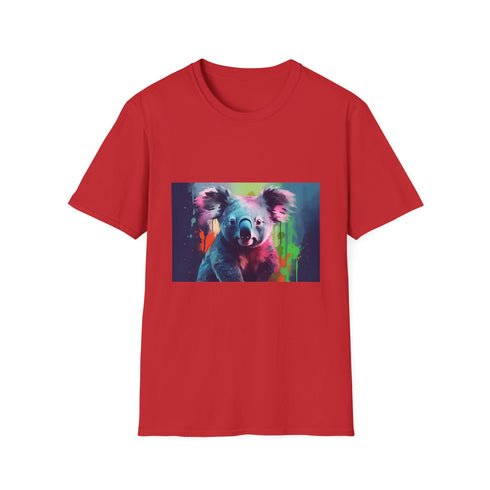Charcoal cotton T-shirt with soothing koala watercolor perfect for summer tranquility
