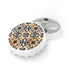 Crafted white ceramic tile bottle opener with intricate tile pattern.