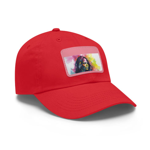 White baseball cap with neon watercolor design for a stylish look.