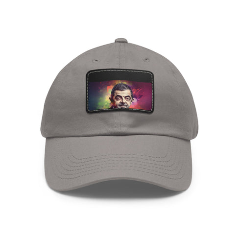 Neon watercolor baseball cap with light brown rectangle patch.