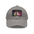 Neon watercolor baseball cap with light brown rectangle patch.