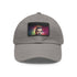 Neon watercolor baseball cap with light brown patch, rectangle shape.