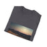 Charcoal cotton T-shirt with ethereal desert moonlit landscape design