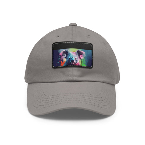 Koala Chic Watercolor Baseball Cap in White with Light Brown Patch