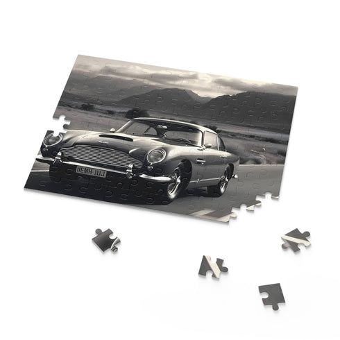 DB5 High Speed Jigsaw Puzzle featuring iconic Aston Martin on countryside.