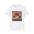 Palm Paradise sunset t-shirt in charcoal, size small, regular fit.