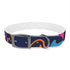Neon graffiti dog collar for trendy urban walks with your pup.