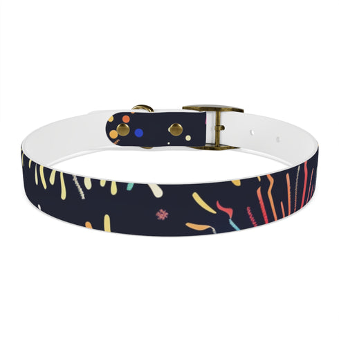 Vibrant festive fireworks dog collar in black onyx, perfect for walks.