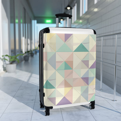 Chic Pastel Geometrics Suitcase Set in Small Black for Travel Accessories.