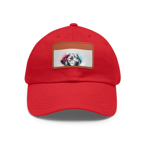 Dalmatian graphic white baseball cap, perfect for dog lovers.