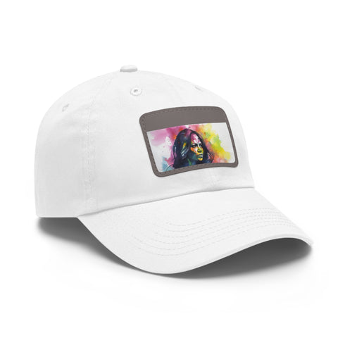 First Lady Neon Dreams baseball cap, White/Light Brown Rectangle design.