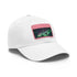 White baseball cap with northern lights design.