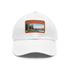 Kiwi Lake Adventure Baseball Cap in White with Light Brown Rectangle Patch