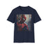 Charcoal cotton T-shirt with vivid Spider-Man painting evokes dynamic superhero spirit