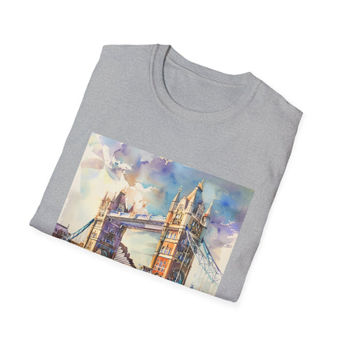 Charcoal Tower Bridge watercolor t-shirt with crew neck and regular fit