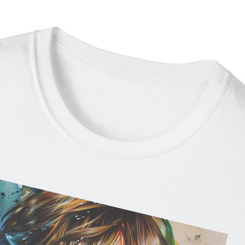 Charcoal cotton T-shirt with vibrant Luke Skywalker painting design