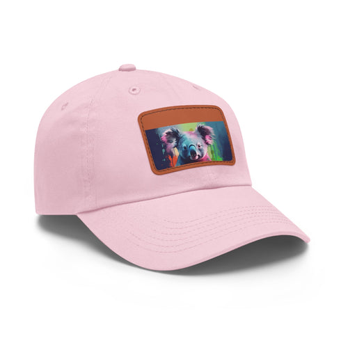Koala Watercolor Baseball Cap in White with Light Brown Patch