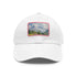 Swiss Alps watercolor cap in white with light brown rectangular patch.