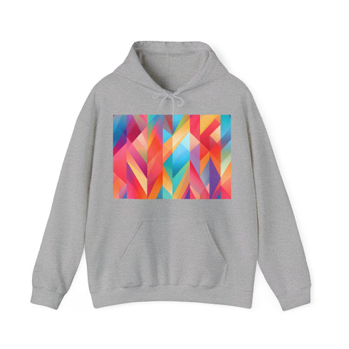 Summer Geo Beat Hoodie in Navy, size S, vibrant abstract geometric pattern.