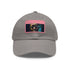 Neon Fusion watercolor baseball cap with light brown patch.