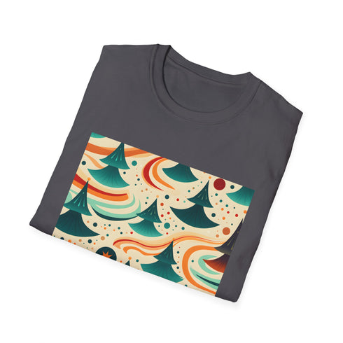 Groovy charcoal T-shirt with psychedelic ocean patterns and crew neck design