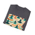 Groovy charcoal T-shirt with psychedelic ocean patterns and crew neck design