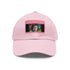 Neon watercolor cap inspired by Paul McCartney, white with brown patch.
