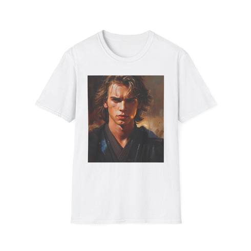 Charcoal cotton T-shirt featuring vibrant Anakin Skywalker painting with brushstrokes