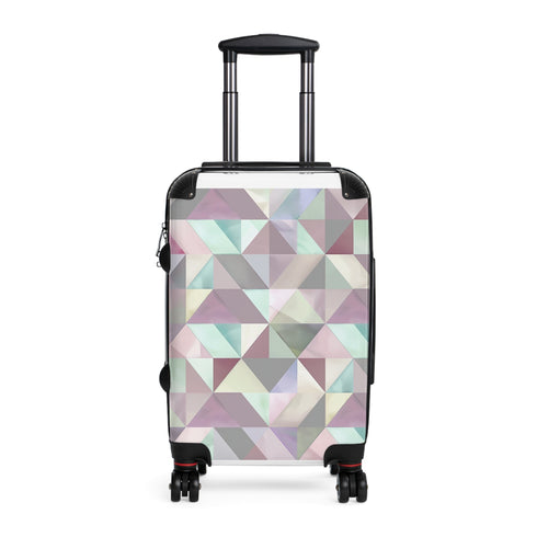 Chic pastel geometric small black suitcase for travel accessories.