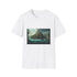 Charcoal cotton crew neck T-shirt featuring vibrant Atlantis-inspired design