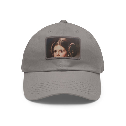 Galactic Princess Leia embroidered baseball cap with light brown patch.