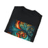 Charcoal cotton crew neck T-shirt with fractal pattern perfect for summer